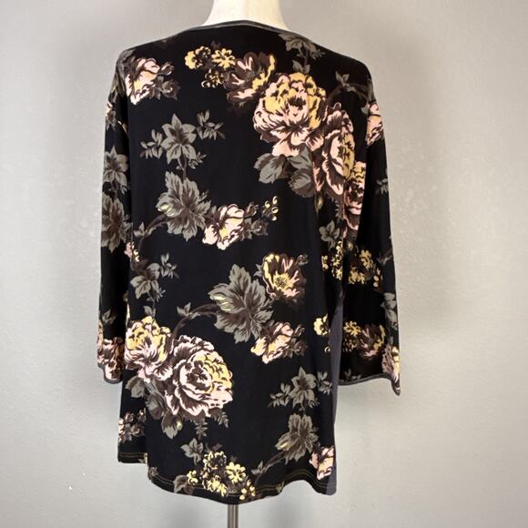 Little Journeys Chicago Womens Luna Top Shirt Size M Boho Floral Jersey Cotton - Picture 7 of 9